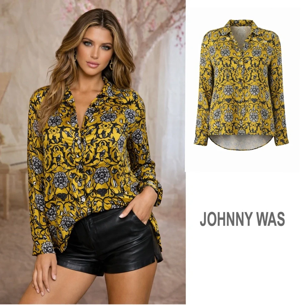 NEW Johnny Was MIEL DE LUNE VELVET BACK OVERSIZED SHIRT - Picture 1 of 13